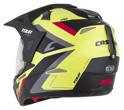 Kaskë moto CASSIDA Tour 2.0 X-tra, Pinlock ready, diellore e brendshme, e verdhë fluo e zezë e kuqe