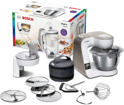 Mikser planetar Bosch MUM5XW20, 1000W, enë inoksi 3.9L, i bardhë