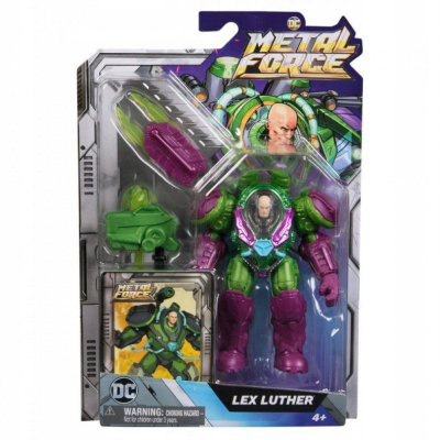 Figurë veprimi DC Comics Metal Force Lex Luthor, 4", me aksesorë, jeshile lejla