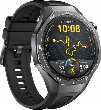 Паметен часовник Huawei Watch GT 5 Pro, 46mm, титан, црн флуороеластомерски ремен