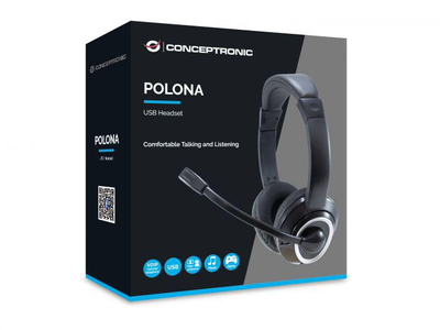 Kufje Conceptronic POLONA01B, USB, me mikrofon, të zeza