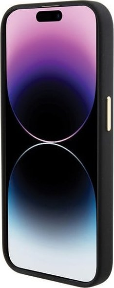 Футрола Guess iPhone 15 Pro liquid silicone, метално лого, црна