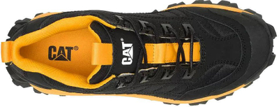 Atlete Caterpillar Intruder, mesh edhe nubuck, me taban të trashë, të zeza CAT yellow