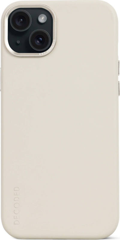 Футрола за телефон Decoded Leather Backcover за iPhone 15 Plus, природна кожа, MagSafe, беж