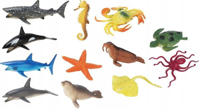 Lodër figurina deti UCOX Ocean The World, set 12 copë, plastike, shumëngjyrëshe