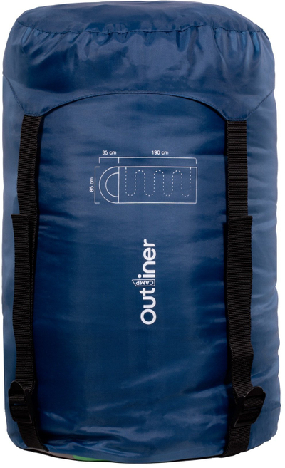 Qese fjetje OUTLINER me kapuç, 190+35x85 cm, blu