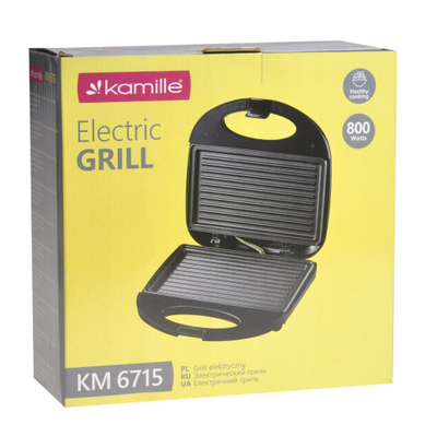 Grill elektrik HP 6715, 800W, pllaka jo-ngjitëse, i zi