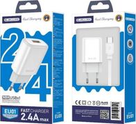Karikues telefoni Jellico EU01, 2.4A, me kabllo Micro USB, i bardhë