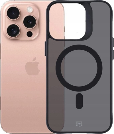 Футрола за телефон 3MK MagCase за iPhone 16 Pro, компатибилна со MagSafe, полупроѕирна Smoke