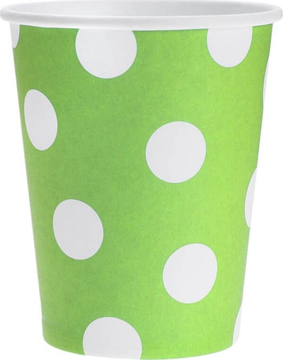 Gotë letre Godan Paper Cups Dots, 270 ml, set 6 copë, e kaltër me pika të bardha