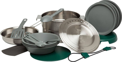 Set gatimi kampingu Stanley Base Camp 3.5L, 21 pjesë, çelik inox, argjendtë