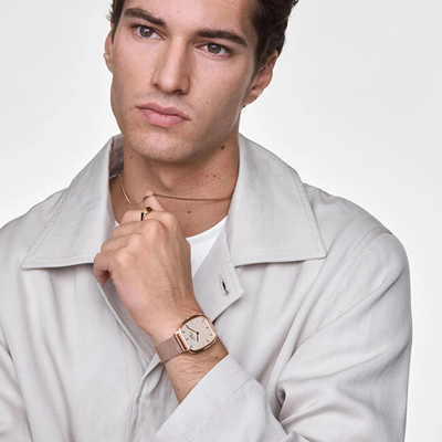 Orë dore Daniel Wellington Marlon Wire Linen Rose Gold DW00100815, e artë