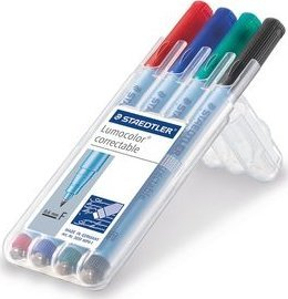 Set stilolapsa për projektor Staedtler Lumocolor correctable 305, 4 copë, shumëngjyrëshe