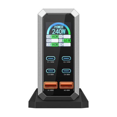 Karikues desktop BlitzWolf BW-S31, 240W, 6 porta USB-C USB-A, i zi