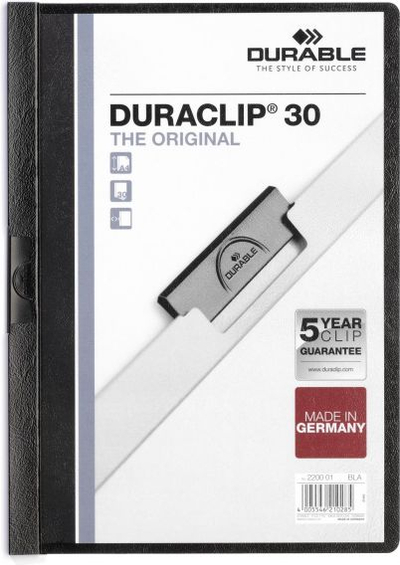 Dosje me klips Durable Clip File A4, 30 fletë, e zezë