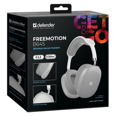Kufje pa tela Defender Freemotion B645, Bluetooth, USB C, gri