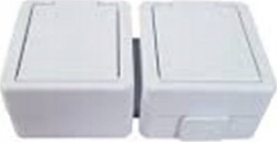 Двојна надповршинска приклучница Јантар, херметичка IP44, 16A 250V, бела
