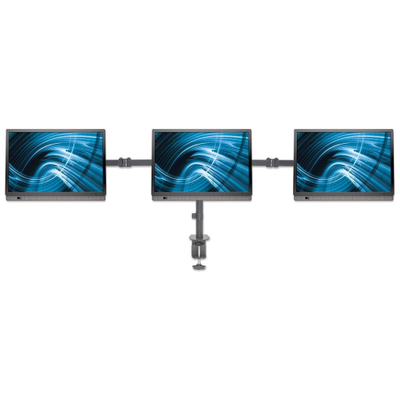 Mbajtëse tavoline Manhattan Triple për 3 monitorë 10\"–27\", VESA 75x75 / 100x100, e zezë