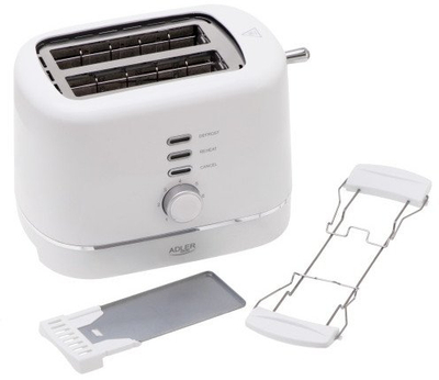 Toaster Adler AD 3224, 7 nivele pjekje, funksion defrost edhe reheat, i bardhë
