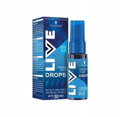 Привремена боја за коса Schwarzkopf LIVE Drops Crystal Blue, 30ml, кристално сина