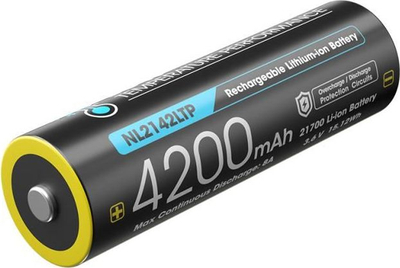 Bateri rikarikueshme Nitecore NL2142LTP, 21700 Li ion, 4200mAh, e zezë