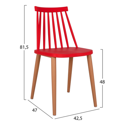 Karrige Vanessa me këmbë metalike 42,5×47×81,5 cm (HM8052.07), kuqe