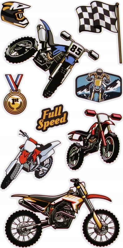 Автоналепници Sticker Boo Motorcycles, сет со мотоцикли, 180x70 mm, шарен