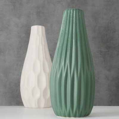 Vazo dekorative Boltze, stoneware, 24 x 10 cm, e bardhë