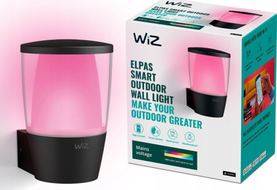 Llambë muri për jashtë Philips WiZ, LED, me komandim smart, e zezë