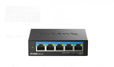 Switch rrjeti D-Link 5-Port 2.5G Multi-Gigabit, desktop, metalik, pa ventilator