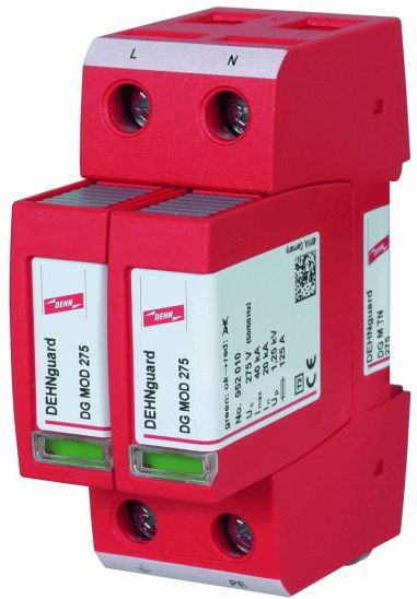 Shkarkues i mbitensionit Dehn, 20 kA, 1.5 kV, i kuq