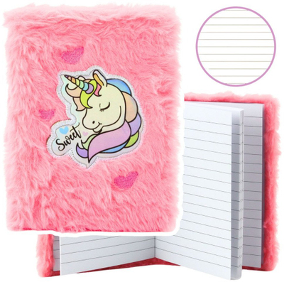 Bllok shënimesh Unicorn Pink A6, 80 fletë, kapak plush, rozë