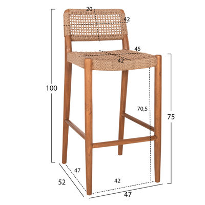 Stol bari Rosco 47x52x100Hcm (HM6134.01), kaftë