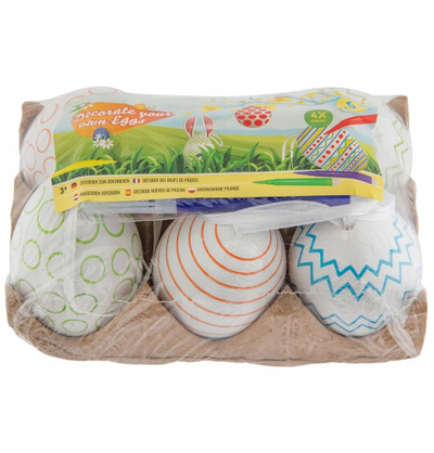Set dekorimi vezësh Pashke Grafix Easter Eggs, 6 vezë, 4 markerë me ngjyra, shumëngjyrësh