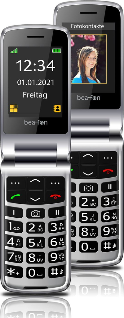 Telefoni me kapak Beafon SL645, ekran 2.8", kamerë, i zi me argjend