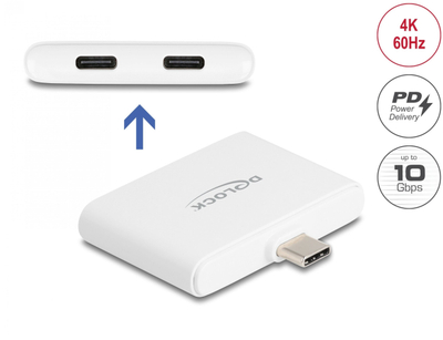 Adaptor USB-C Delock 87717, 10 Gbps, 4K 60 Hz, i bardhë