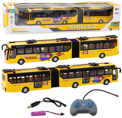 Lodër autobus shkolle me telekomandë, RC 1:32, LED, i verdhë