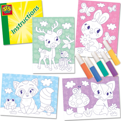 Set kreativ me rërë SES Creative 14136 Forest Animals, 4 kartolina, shumëngjyrëshe