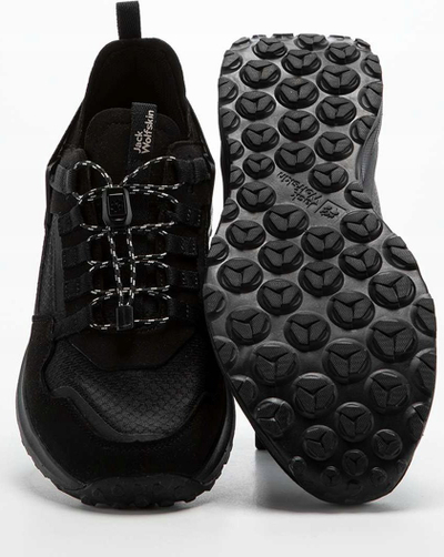 Atlete për burra Jack Wolfskin Dromoventure Athletic Low M, me lidhëse të shpejta, shollë gome kundër rrëshqitjes, të zeza