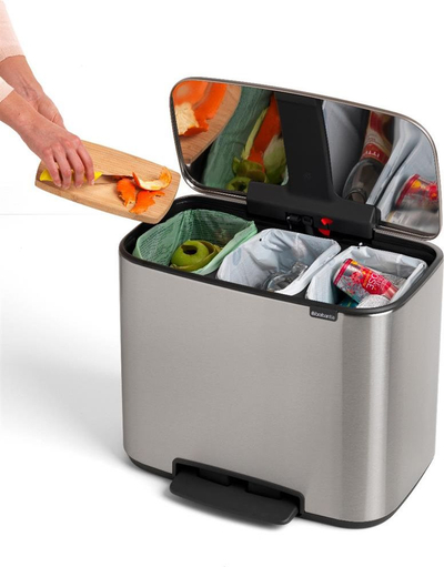 Kosh plehrash Brabantia Bo Step Can, 3x3 gal, çelik mat, ngjyrë argjendi