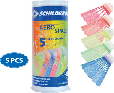 Перја за бадминтон Schildkrot Aero Space, пластични најлонски, сет 5 парчиња, шарени