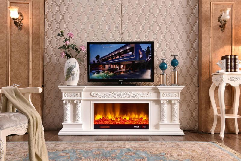 Komodë për TV me kaminë Behari Volt, 180x33x70cm