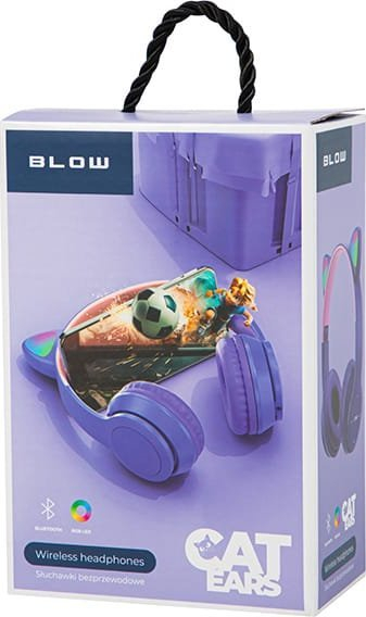 Bluetooth слушалки 32-827, BT 5.0, LED, со уши на маче, виолетови