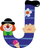 Shkronjë druri Sevi J Clown, dekor për fëmijë, shumëngjyrëshe