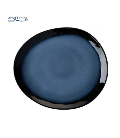 Pjatë ovale qeramike Heinner Serenity, 28 cm, blu e zezë