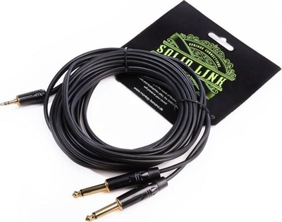 Kabllo audio Monkey Banana 231258, stereo 3.5mm në 2x 6.3mm, 10m, e zezë