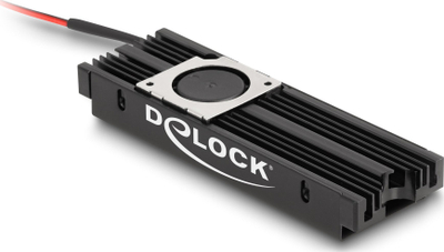 Ладилник за SSD DeLOCK Heat Sink, за M.2 2280, со вентилатор, црн