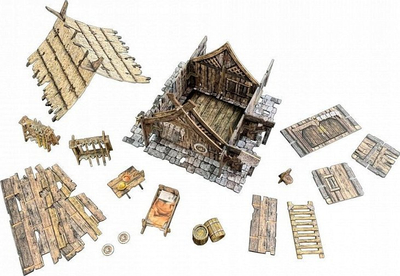 Сет терен Battle Systems Fantasy Terrain Log Hut Northern Homestead, за минијатури 28–35mm, обоен картон