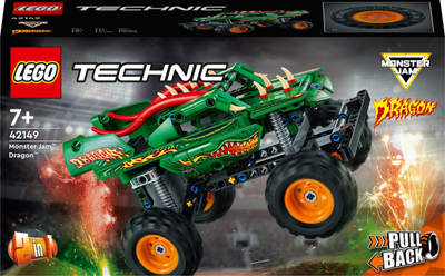 Set ndërtimi LEGO Technic 42149 Monster Jam Dragon, 2 në 1, 217 copa, i gjelbër