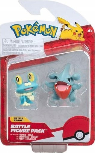Figurina lodër Pokémon Battle Figure, Gible edhe Froakie, set 2 copë, shumëngjyrëshe